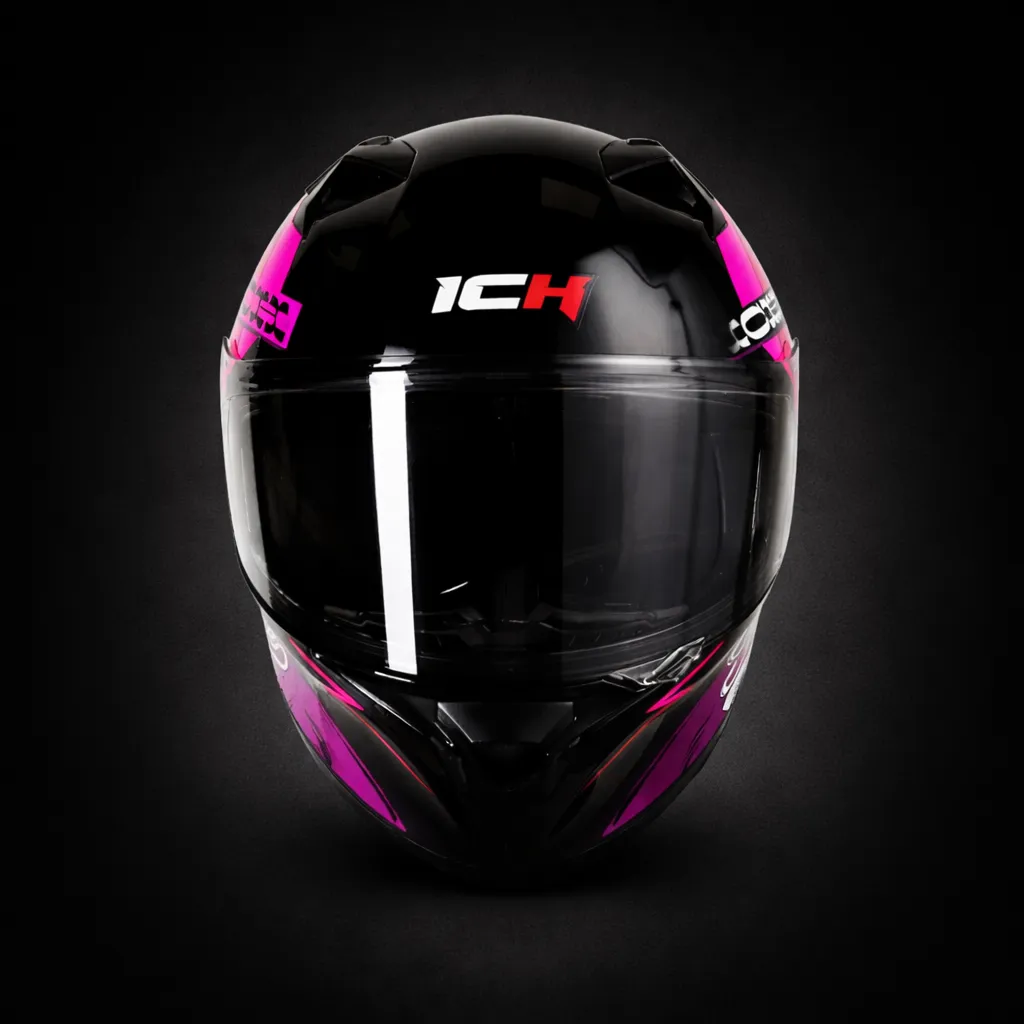 ICH - CASCO NEGRO ROSADO - TALLA S