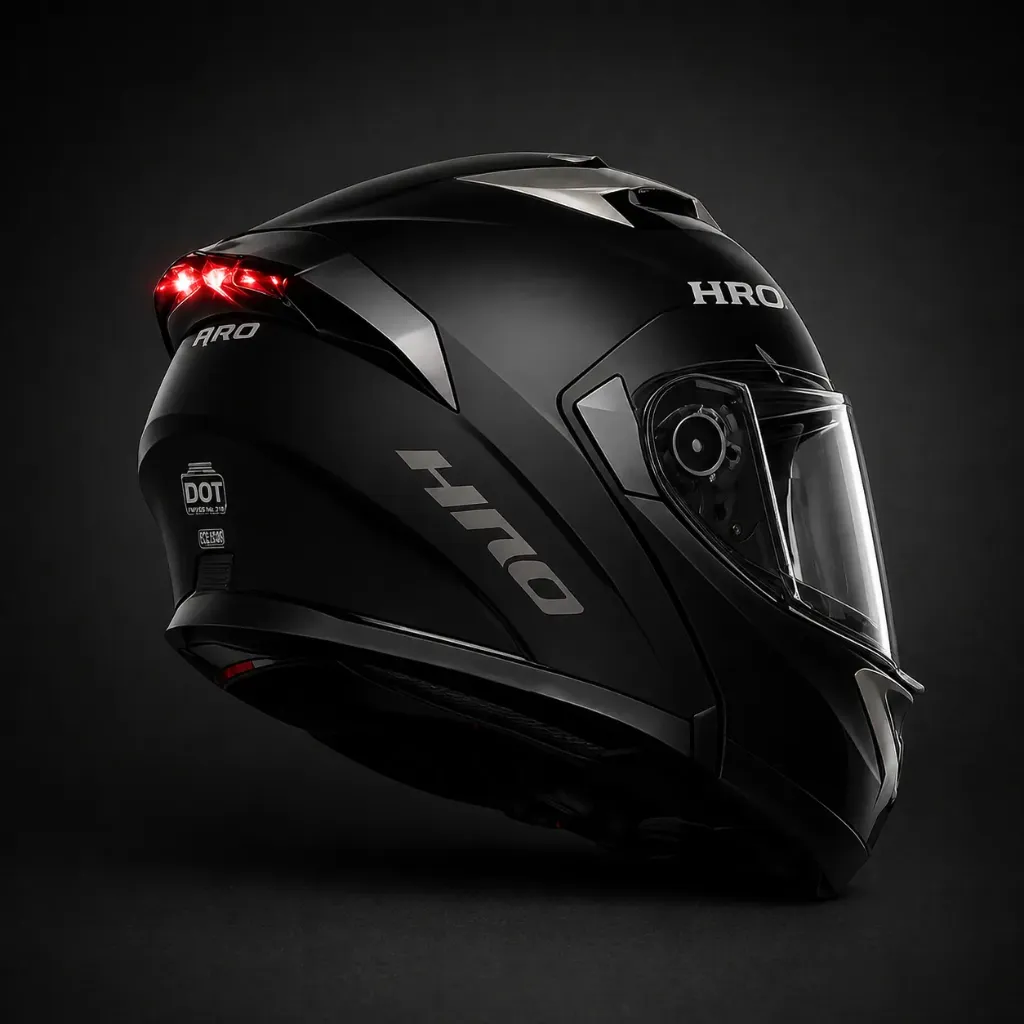 HRO - CASCO ABATIBLE CON LUZ - NEGRO XXL